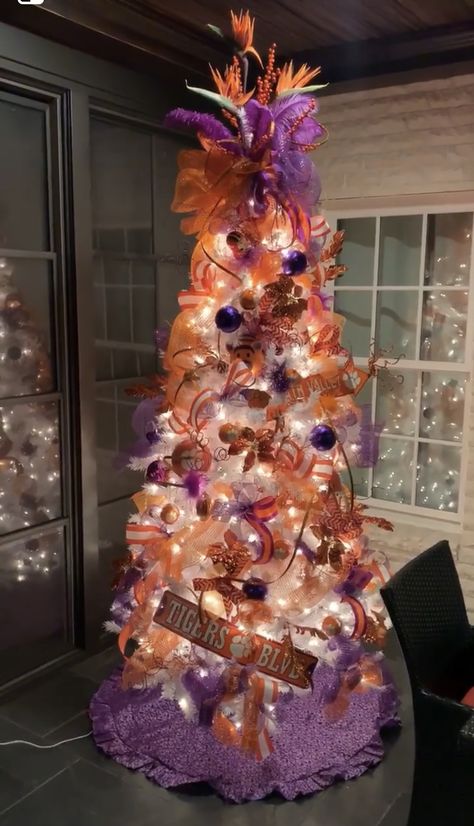 Clemson Tiger Christmas Tree Tiger Christmas Tree, Clemson Christmas Tree, Clemson Christmas Ornaments, Clemson Crafts, Clemson Baseball, Clemson Tigers Football, Clemson Fans, Southern Christmas, Clemson Football