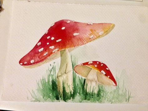 Mushroom Paint, Mushroom Drawing, Watercolor Red, Watercolor Art Lessons, Arte Sketchbook, Art Et Illustration, Mushroom Art, Watercolor Inspiration, Guardians Of The Galaxy