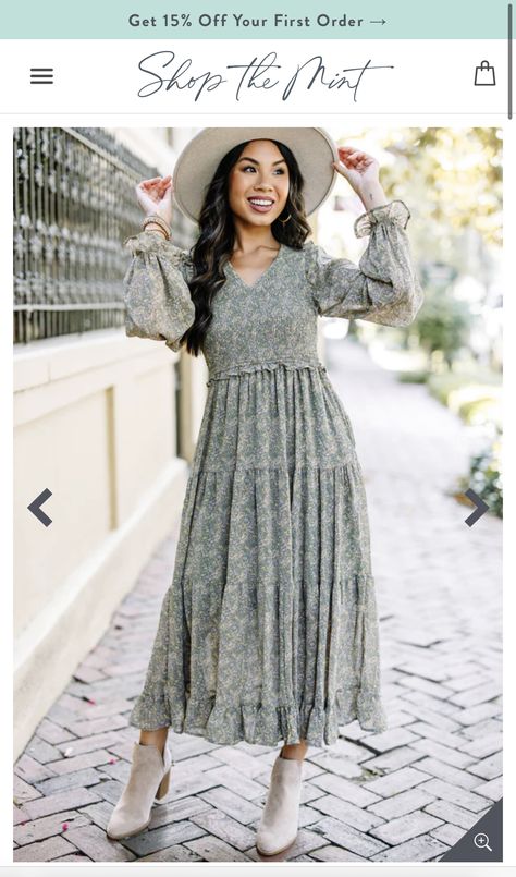 Fall Floral Midi Dress, Fall Dresses 2023, Womens Spring Dresses, Womens Fall Dresses, Long Sleeve Fall Dress, Dark Sage Green, Christian Clothes, Modest Maxi, Gorgeous Maxi Dresses