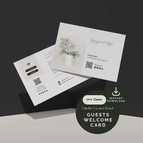 Airbnb Host Editable Guests Welcome Card, Modern Vacation Rental Welcome Note, Airbnb Host Canva Template, Airbnb Host Review Thank You Card Unique Vacation Rentals, Welcome Basket, Hotel Card, Welcome Note, Welcome Card, Pop Up Window, Feeling Appreciated, Airbnb Host, Great Memories