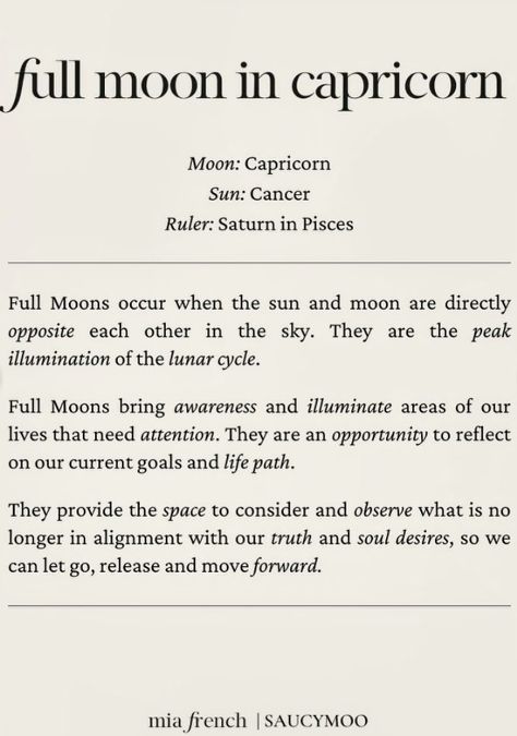 Moon Capricorn, Capricorn Moon, Lunar Cycle, The Full Moon, June 2024, Life Path, Moon Phases, Full Moon, Letting Go