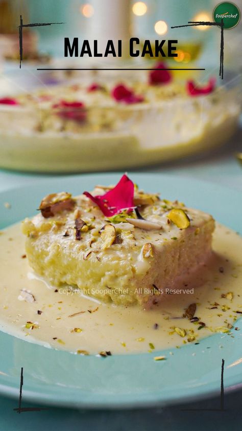 Eggless Deserts Recipe, Malai Cake Recipe, Eggless Dessert Recipes, Halal Desserts, Malai Cake, Recipe Desert, Cake Recipe Eggless, Apple Cake Recipe Easy, Pakistani Desserts