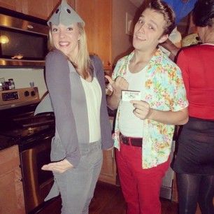 Buzzfeed put my DIY couples' costume in an article titled "50 Couple Costume Ideas To Steal This Halloween"!  Ace Ventura and Snowflake the dolphin. 90s Fancy Dress, Dolphin Costume, Ace Ventura Costume, Halloween Costumes Diy Couples, Ace Ventura, Diy Halloween Costumes Easy, Cute Hat, Halloween Costumes For Couples, Grey Outfit