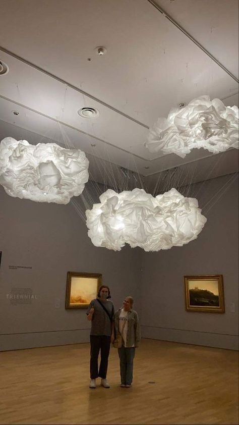 Cloud Sculpture, Cloud Installation, Summer Window Display, Newspaper Dress, Cloud Ceiling, Paper Clouds, Christmas Booth, Diy Clouds, Chinese Festival