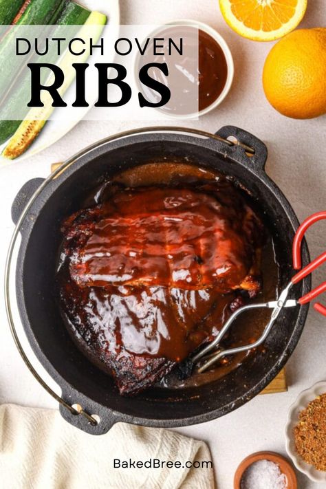 Sit back and let the anticipation build as you make Dutch-Oven Ribs—a low-maintenance, finger-licking recipe that leads to fall-off-the-bone delight. Oven Ribs Recipe, Dutch Oven Ribs, Oven Pork Ribs, Oven Ribs, Ribs Easy, Ribs In Oven, Best Dutch Oven, Pork Spare Ribs, Pork Rib Recipes