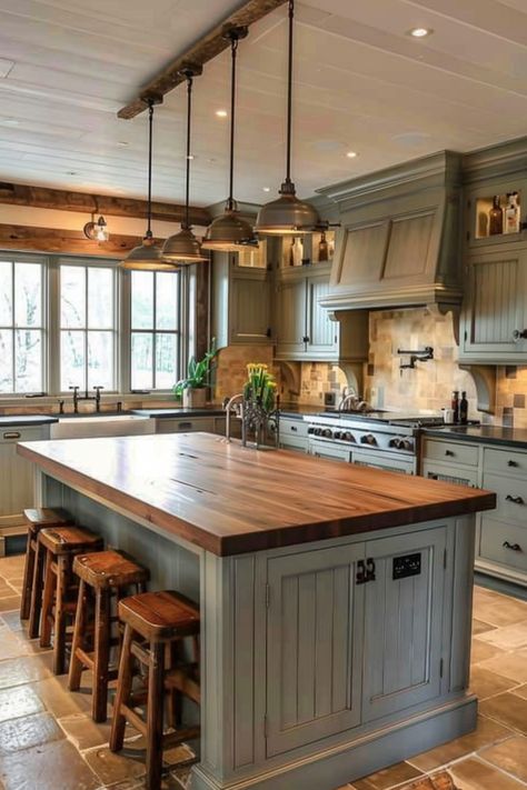 Upgrade Your Island: Farmhouse Kitchen Island Ideas - Quiet Minimal Lake House Kitchen, Rustic Kitchen Island, Farmhouse Kitchen Remodel, Farmhouse Kitchen Island, New House - Kitchen, Rustic Kitchen Design, Kitchen Island Ideas, Farmhouse Kitchen Design, New House Kitchen