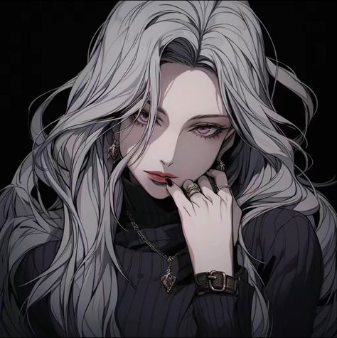 Toreador Vampire, Photo Bg, Grey Hair Styles For Women, Anime Monochrome, Digital Art Anime, Female Character Design, Hair Art, Grey Hair, White Hair