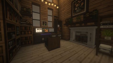 #minecraftbuildingideas#minecraft#decor Minecraft Librarian House, Office Minecraft, Detective Room, Minecraft Office, Minecraft Bookshelf, Detective Office, Minecraft Decor, Minecraft Decorations, Minecraft Building