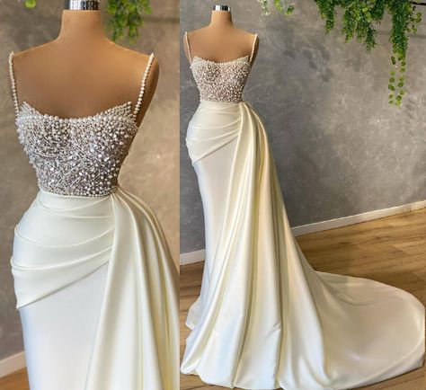 Trumpet Wedding Gown, Evening Wear Dresses, Dresses Luxury, Global Dress, White Evening Dress, Aso Ebi, Mermaid Evening Dresses, Satin Wedding, Party Gowns