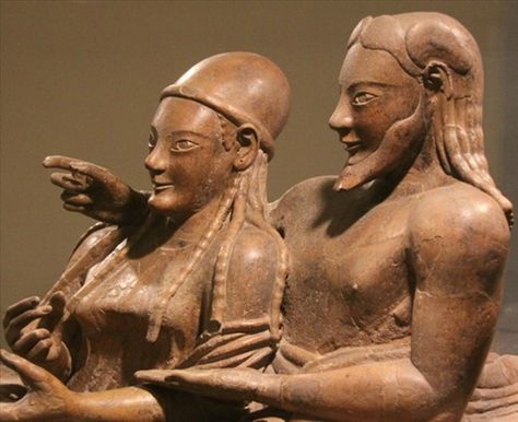 We know very little about the Etruscans, but their artwork often portrays smiling couples and women on equal footing with men. Etruscan Sculpture, Sarcophagus Of The Spouses, Etruscan Art, Living Statue, Ancient Statues, Ancient Mesopotamia, Ancient Sculpture, Master Art, Big Nose