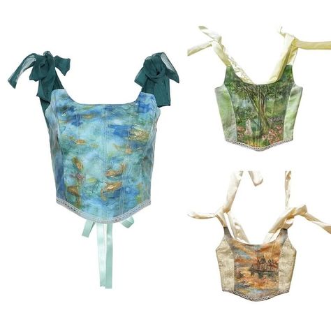 Vintage Painting Ribbon Corset Top!!! buy it here: https://cremecloud.net/products/vintage-painting-ribbon-corset-top?ref=bb997 Y2k Corset Top, Ribbon Corset, Summer Ties, Chic Summer Outfits, Corset Crop Top, Retro Chic, Vintage Painting, Corset Top, Womens Clothing Tops