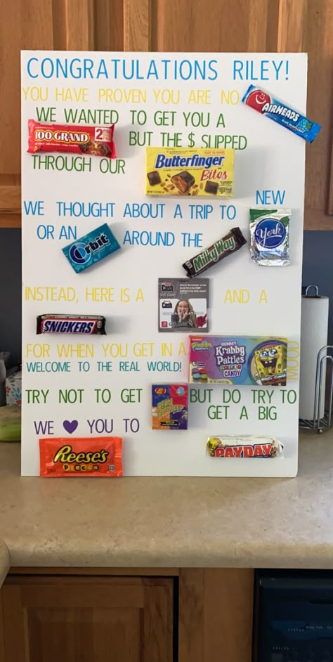 Congrats Candy Poster, Graduation Candy Card Ideas, Nephew Graduation Gifts, Candy Card For Graduation, Poster For Graduation Ideas, Graduation Gifts For Brother, Graduation Candy Poster, Graduation Candy Card, Elementary Graduation Signs