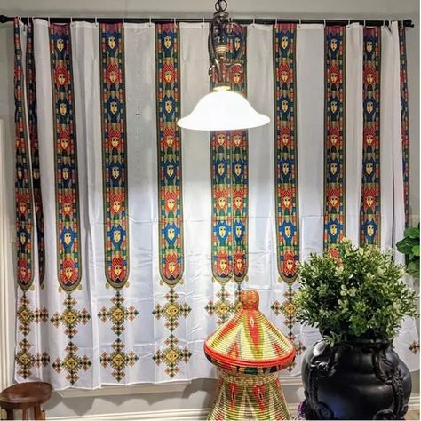 Ethiopian House, Cultural Beauty, Traditional Curtains, Luxury Windows, Elegant Curtains, Cross Art, Shade Screen, Curtains For Living Room, Ancient Beauty