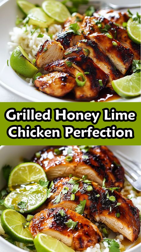 Elevate your grilling game with this Grilled Honey Lime Chicken recipe! Tender chicken marinated in a luscious mixture of honey, lime juice, and garlic delivers a burst of flavor that will impress your guests. Perfect for summer barbecues, this dish is not only easy to prepare but also versatile. Serve it alongside fresh salads or fragrant cilantro lime rice for a complete meal that bursts with flavor. Get ready to savor the essence of summer in every bite! Lime Cilantro Chicken, Chicken Delight, Lime Chicken Recipes, Honey Lime Chicken, Cilantro Chicken, Fluffy Rice, Lime Rice, Cilantro Lime Rice, Summer Dining