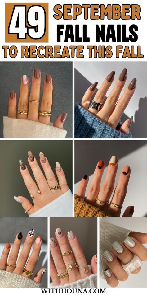 September Nails Art, Pink White Nails, Fall Nail Ideas, Autumn Nail, September Nails, Fall Manicure, Fall Nail Trends, Cute Nails For Fall, October Nails