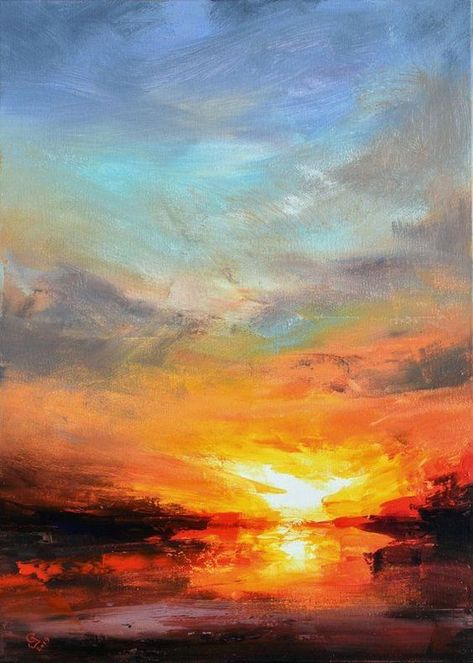 The Serenity of Nature: Simple Landscape Painting Sky Abstract, Satin Coat, Paintings Acrylic, Soyut Sanat Tabloları, Landscape Paintings Acrylic, Landscape Art Painting, Yellow Sun, Digital Painting Tutorials, Sunset Colors