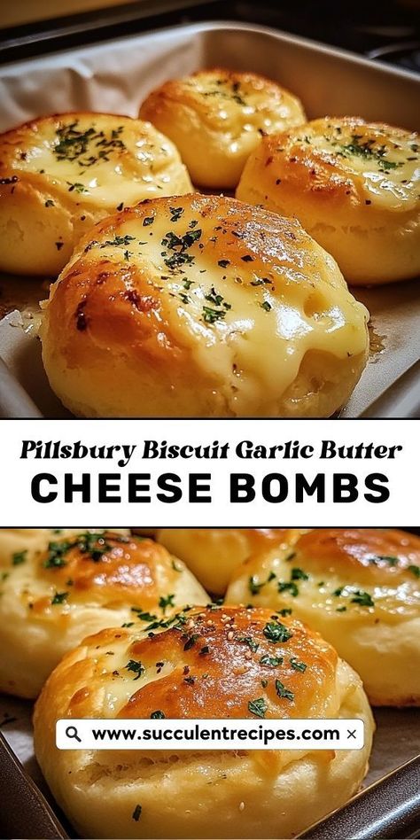 Make your gatherings extra special with these Cheesy Garlic Butter Biscuit Bombs! Made with Pillsbury biscuits and loaded with gooey cheese, they’re a surefire crowd-pleaser. Pillsbury Recipes Appetizers, Diy Snack Ideas, Pillsbury Biscuit Recipes, Cheesy Garlic Biscuits, Biscuit Bites, Butter Biscuit, Cheesy Biscuit, Cozy Movie Night, Pillsbury Biscuits