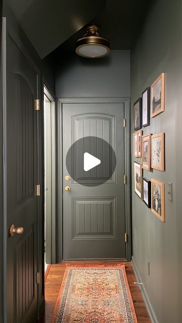 Morgan Smith on Instagram: "I’ve seen 6 profiles JUST TODAY that have stolen my videos of this hallway and pretended it was their work 🙃
So I thought I might as well post it too 🤣
A few of my favorite green paint colors:
•Flora by Valspar (the hallway in the video is painted this color)
•Pewter Green by Sherwin Williams
•Peale Green by Benjamin Moore
•Vintage Vogue by Benjamin Moore
•Evergreen Fog by Sherwin Williams
💚🍀☘️🌿🐢🌱🥑🌳" Color Drenching, Benjamin Moore Green, Olive Green Paints, Thrift List, Valspar Paint Colors, Gallon Of Paint, Noah Kahan, Were Expecting, Instagram Template Design