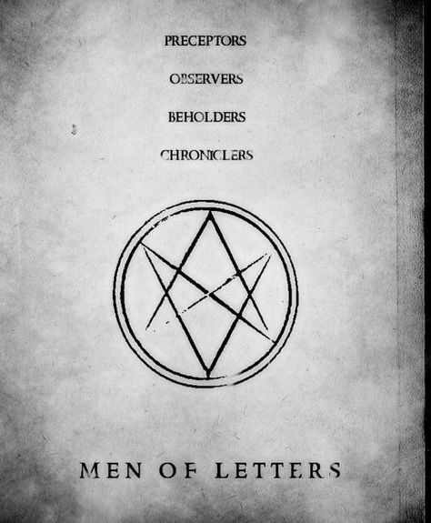 ~men of letters~ Men Of Letters Symbol, Henry Winchester, John Winchester Journal, Supernatural Bloopers, Supernatural Tattoo, Idea Tattoo, Men Of Letters, Supernatural Imagines, Supernatural Fan Art