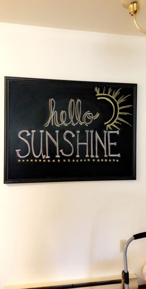 Hello sunshine chalkboard art. Summer chalkboard Everyday Chalkboard Ideas, Here Comes The Sun Chalkboard Art, Summer Chalkboard Art Easy, Sun Chalkboard Art, Summer Time Chalkboard Art, Summer Chalkboard Ideas Easy, Sunshine Chalkboard Art, Summertime Chalkboard Ideas, May Chalkboard Art