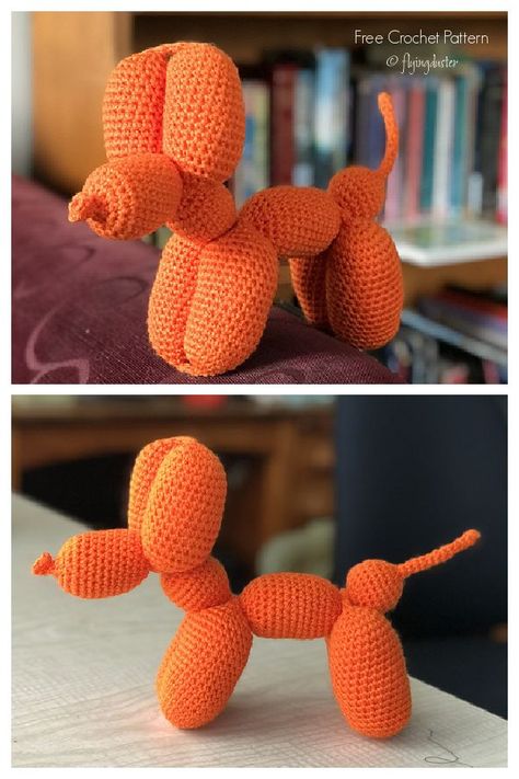 Free Crochet Patterns Balloon Dog, Crochet Baloondog, Amigurumi Balloon Dog Free Pattern, Crochet Ballon Animals Free Pattern, Ballon Dog Crochet Pattern Free, Crochet Ballon Animals, Balloon Animal Crochet Pattern Free, Crochet Balloon Animal Free Pattern, Crochet Balloon Dog Free Pattern