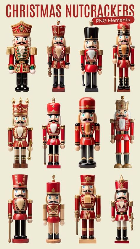 Editable Christmas nutcracker design element set | premium image by rawpixel.com / Techi Nutcracker Aesthetic, Nutcracker Art, Nutcracker Ideas, Nutcracker Image, Happy New Year Signs, Nutcracker Design, Nutcracker Christmas Decorations, Vintage Nutcrackers, Epic Story