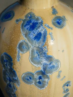 Crystalline Glaze Pottery, Crystalline Glaze Recipes, Crystal Glaze Ceramics, Volcanic Glaze Recipe, Kiln Shed, Crystal Glaze, Ceramics Design, Crystalline Glaze, Crystal Growth