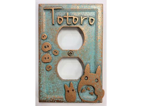 Totoro Light, Light Switch Decor, Pokemon Cover, Totoro Nursery, Patina Wall, Patina Paint, Neighbor Totoro, Anime Room, Paint Effects