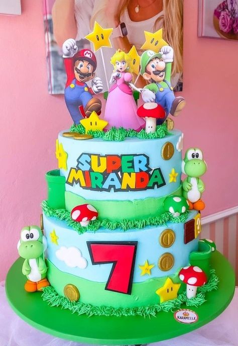 Super Mario Cake Princess Peach, Mario Bros Birthday Cake Ideas, Mario And Princess Peach Cake, Pastel Princesa Peach, Mario Bros Birthday Cake, Princess Peach Cake, Super Mario Peach, Mario Birthday Cake, Mario Bros Cake