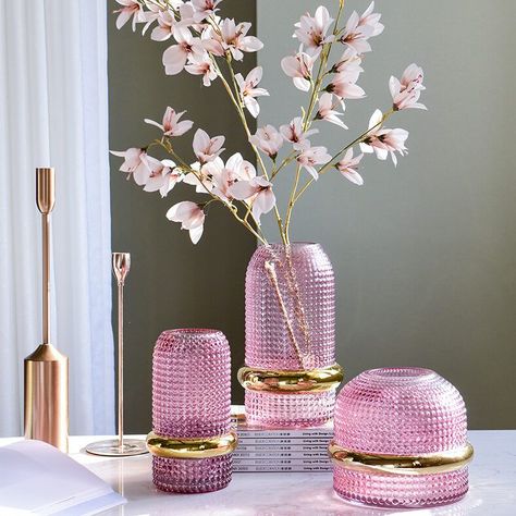 Display your luscious floral arrangements in these Pink Bubble Glass Vases with Gold Belt. Baddie room decor. Baddie bedroom inspo. Baddie room ideas. Baddie inspiration #toa #toashop #baddieaesthetic #vase #flowervase Aesthetic Vases, Insta Baddie Outfits, Bohemian Farmhouse Decor, Baddie Inspiration, Farmhouse Modern Decor, Coastal Chic Decor, Baddie Bedroom, Modern Retro Decor, Baddie Room