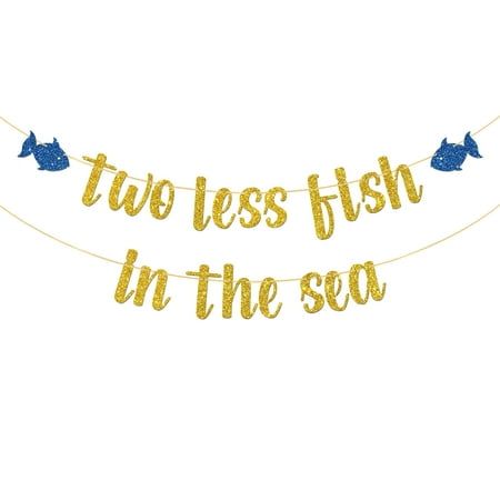 two less fish in the sea banner nautical theme wedding engagement party decoration supplies funny bridal shower bachelorette party decor banner photo booth prop beach wedding party decoration supplies sea theme engagement wedding bachelorette party decor couples shower decoration Color: Gold. Fish Themed Bachelorette Party, Sea Theme Bridal Shower Ideas, Lake Bridal Shower Theme, Coastal Theme Engagement Party, All I Sea Is Love Bachelorette, Ocean Bachelorette Party Beach Themes, Fishing Bachelorette Party, Bachelorette Party Themes Cruise, Outer Banks Bachelorette Party