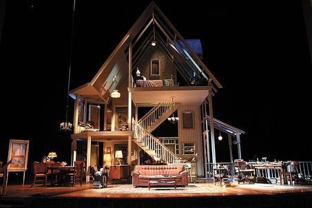 I love sets with 2 floors, let alone THREE! August:Osage County is such a good show... yes Broadway enjoys insanely messed up crazy shows. evidently House On Stage, House Stage Design, House Set Design, August Osage County, Theatre Inspiration, Osage County, Theatre Scene, Set Design Theatre, Theatre Design