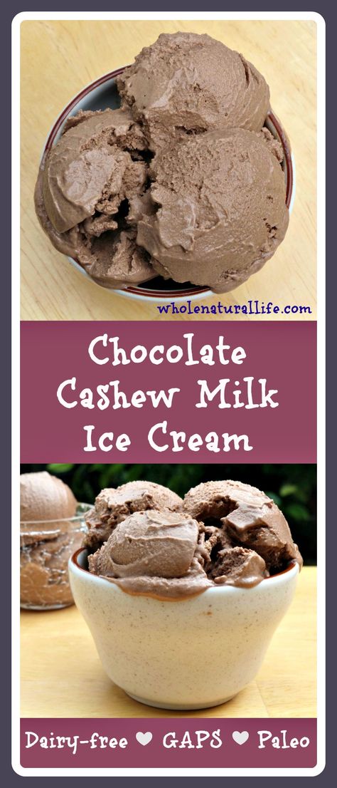 Chocolate Cashew Milk Ice Cream: Dairy-free, GAPS and Paleo-approved! Cashew Milk Ice Cream, Ice Cream Healthy, Cashew Ice Cream, Chocolate Cashew, Paleo Ice Cream, Easy Ice Cream Recipe, Dairy Free Ice Cream, Milk Ice Cream, Easy Ice Cream