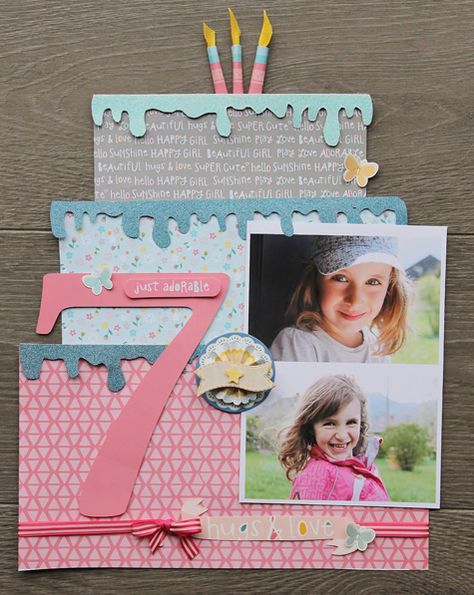 Sophie Crespy is going to share with us how to make this birthday cake layout from start to finish! BIRTHDAY CAKE LAYOUT by Sophie Crespy Supplies: My Girl, Beautiful Bella paper (35908) - My Girl, Adorable Abby Paper (35911) -... Birthday Scrapbook Layouts, Birthday Cake Tutorial, Birthday Scrapbook Pages, Scrapbook Bebe, Birthday Scrapbook, Kids Scrapbook, Scrapbook Sketches, Scrapbook Page Layouts, Baby Scrapbook