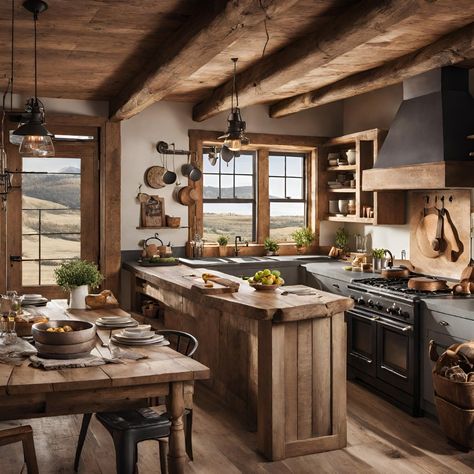 Cupboard For Kitchen, Mediterranean Kitchen Design, Living Room Industrial, Cabinet With Shelves, Kitchen Design Layout, Barn Kitchen, Chalet Design, Tuscan Kitchen, Dream Kitchens Design