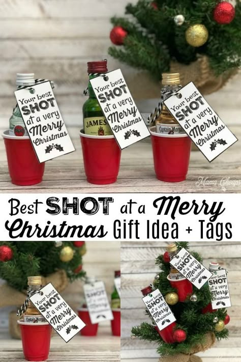 Just because you want to give a small gift to friends or co-workers doesn't mean it can't be creative and fun looking! Use our printables to created these! Alcohol Gifts, Merry Christmas Gifts, Christmas Gift Baskets, Co Workers, Christmas Gift Idea, Homemade Christmas Gifts, Very Merry Christmas, Printable Christmas, Mean It