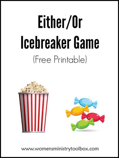 With 5 different ways to play the Either/Or Icebreaker Game is one you'll use over and over for your small group, Bible study, retreat, or women's ministry fellowship. Free printable included. Ice Breakers For Women, Icebreaker Games For Work, Small Group Ice Breakers, Group Ice Breaker Games, Group Ice Breakers, Ice Breaker Games For Adults, Women Small Group, Games For Women, Party Games For Ladies