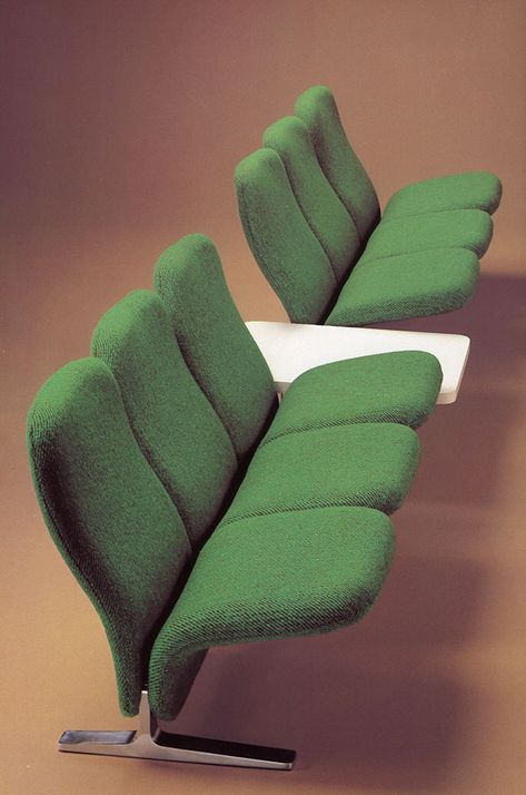 Pierre Paulin Organic Modernism, Furniture Ads, Pierre Paulin, Rainbow Room, Ligne Roset, Green Chair, Pierre Cardin, Modernism, Interior Design Projects