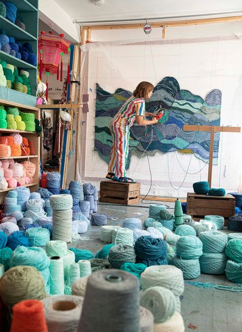 Tufting Diy, Art Studio Space, Textile Art Embroidery, Studio Photos, Fiber Artist, Rug Inspiration, Textile Fiber Art, Punch Needle Embroidery, Monday Blues