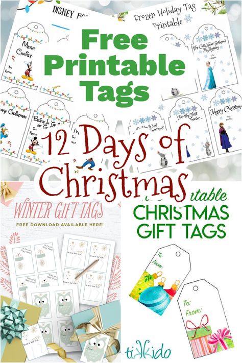 12 Days Of Christmas Printable Tags, Free 12 Days Of Christmas Printables, Free Printable 12 Days Of Christmas Tags, 12 Days Of Christmas Tags Printable Free, Kids Christmas Tags, 12 Days Of Christmas Tags, Christmas Tags To Print, Fun Printables For Kids, Printable Holiday Tags