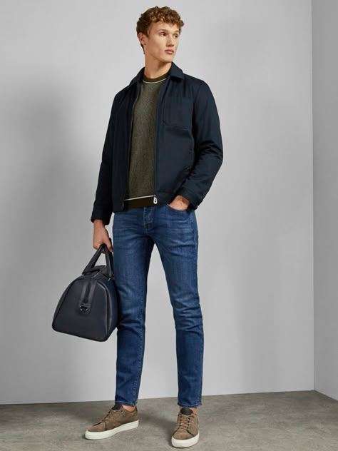 Casual Summer Outfits Men, Ted Baker Menswear, Mens Business Casual Outfits, Mens Casual Outfits Summer, Straight Fit Denim, Smart Casual Style, Chinos Style, Checked Trousers, Clothing Jeans