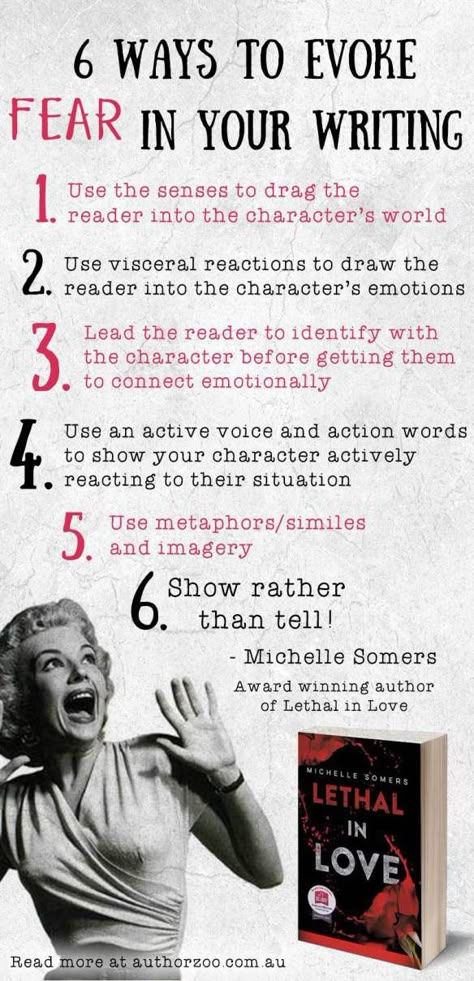 F is for Fear – 6 Tips on How to Evoke Fear in Your Writing – Author Zoo | Author Don Massenzio Writing Romance, Cody Christian, Writers Notebook, Creative Writing Tips, Writing Book, Writing Things, Writing Characters, Write A Book, Books Writing