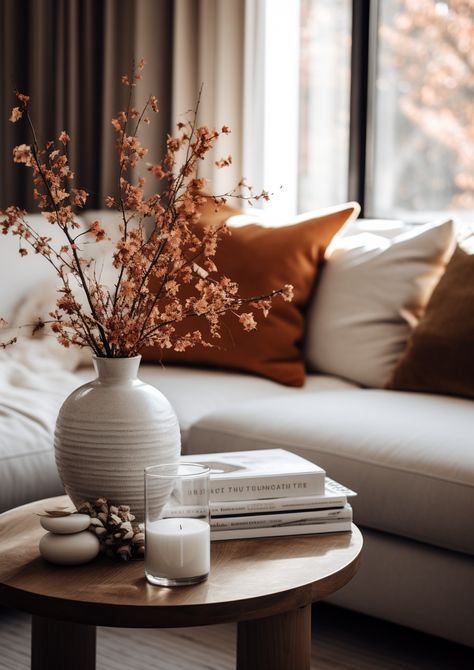 10 Cozy Autumn Home Decor Ideas to Transform Your Space I BY Design & Viz Autumn Styling Interior, Room Aesthetic Autumn, Autumn Bedroom Aesthetic, Autumn Home Decor Ideas, Cozy Autumn Home, Fall Living Room Ideas, Neutral Holiday Decor, Fall Living Room Decor, Autumn Home Decor