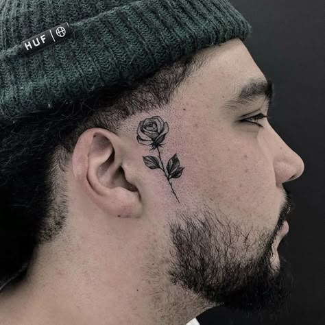 Opportunity Tattoo, Cool Face Tattoos, Best Rose Tattoo, Mens Face Tattoos, Face Tattoo Ideas, Tattoo Artistic, Small Face Tattoos, Single Rose Tattoos, Gladiator Tattoo