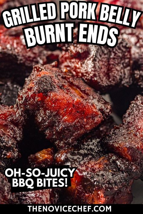 These wood-smoked pork belly burnt ends with caramelized BBQ glaze are the perfect summer appetizer. Serve them fresh out of the grill for a juicy, tender bite with perfectly crisp edges! Burnt Ends On The Grill, Best Burnt Ends Recipe, Burnt Ends In The Oven Pork Belly, Pork Belly Burnt Ends Oven, Charcoal Bbq Recipes, Charcoal Recipes, Pork Burnt Ends, Burnt Ends Recipe, Charcoal Grill Recipes