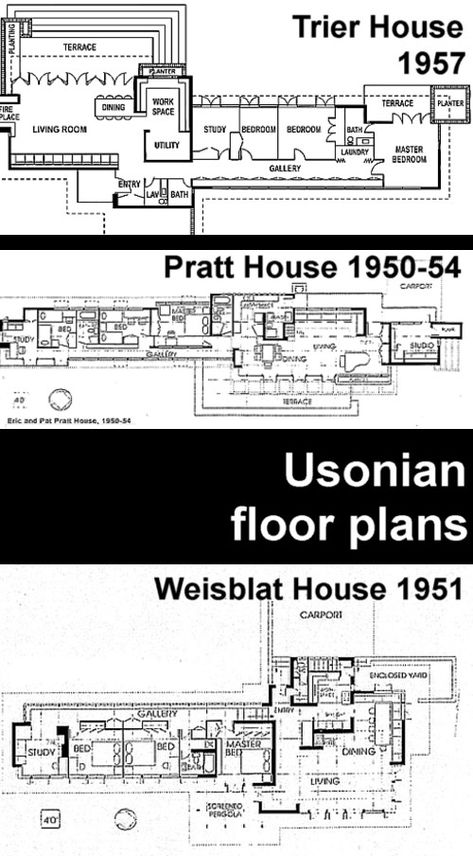 Usonian House Plans, Usonian Architecture, Frank Loyd Wright Houses, Kaufmann House, Usonian Style, Pink Boxes, Usos Wwe, Frank Lloyd Wright Usonian, Usonian House