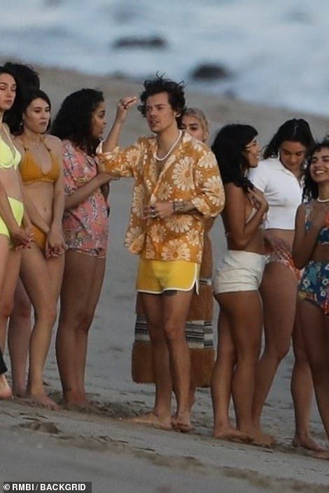 Harry Styles  is CHASED down the beach by dozens of models | Daily Mail Online Harry Styles Clothes, Harry Styles Watermelon Sugar, Harry Styles Outfit, Watermelon Sugar, Harry Styles Pictures, Harry Styles Photos, Mr Style, January 29, Harry Edward Styles