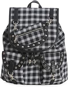 Punk Subculture, Plaid Backpack, Metal Skull, Punk Emo, Tartan Design, Red Tartan, Wallet Pouch, Black Backpack