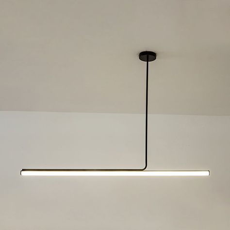 Modern Aluminum Pendant Lighting Linear Shape Hanging Light Fixtures in Black and White - 220V-240V Black Remote Control Stepless Dimming Island Lights Linear Pendant Light Over Island, Modern Kitchen Pendants, Lights Over Island, Linear Pendant Lighting, Modern Lights, Home Lighting Design, Linear Pendant Light, Minimal Lighting, Lighting Showroom