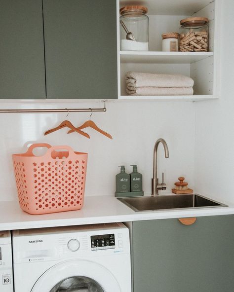 Katy on Instagram: “Didn’t Dad do an amazing job 👏 We now have a fully functional laundry woo hoo!! No regrets on choosing the @ikea_australia Bodarp doors…” Ikea Laundry Room Ideas, Ikea Laundry, Ikea Laundry Room, Utility Room Designs, Ikea Australia, Laundry Ideas, Woo Hoo, Downstairs Bathroom, No Regrets